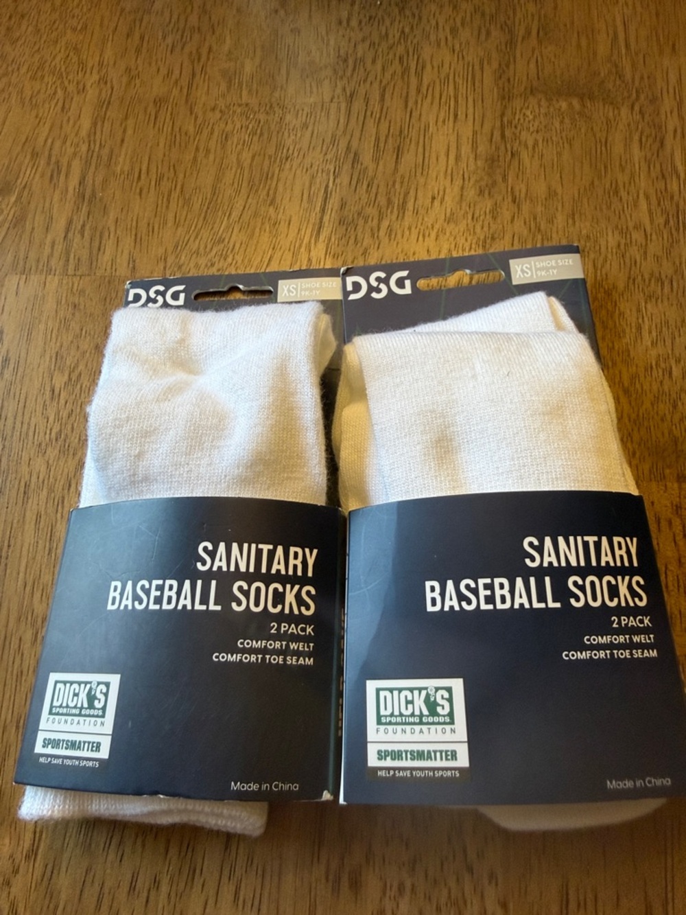 DSG White Sanitary Baseball Socks - 2 Pack Youth Size XS 9K-1Y NWT (2)
